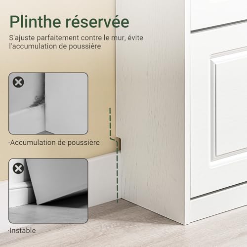 SoBuy Meuble Chaussure Rangement Chaussure 3 Abattants, Armoire à Chaussures Entrée, Meuble à Chaussures Range Chaussures 12 Paires pour Couloir Entrée 53x24x120cm Effet Bois Vieilli Blanc FSR94-WG – vue 6