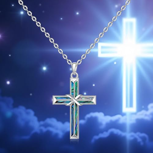 Abalone Infinity Cross Necklace for Women Sterling Silver Turquoise Womens Cross Necklaces for Women Christmas Gifts Jewelry2