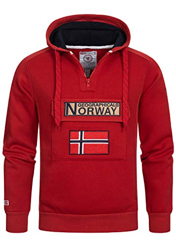 Geographical Norway Sweat à capuche pour homme, avec demi-fermeture éclair et sac banane, sweat à capuche à manches longues, production décontractée, loisirs,...