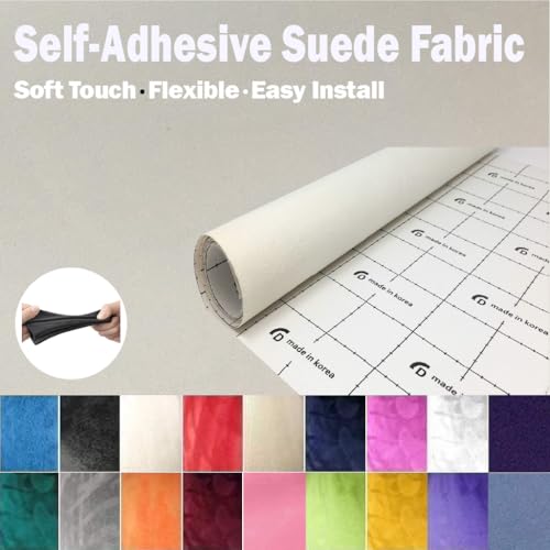 Image of Suede Fabric Wrap - Self Adhesive Film Sticker Silky Decal Sheet for Car Interior Furniture Upholstery DIY Elastic Stretch Peel and Stick (Cream, 17.5 in x 70 inch)