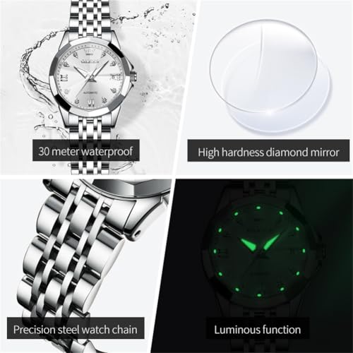 Image of OLEVS Womens Watches Automatic Luxury Dress Ladies Watch Ceramic Strap Rose Gold Self Winding Female Wrist Watch