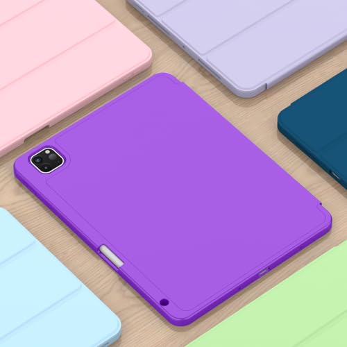 Image of ZryXal New iPad Pro 13 Inch Case (M5) 2025 / (M4) 2024 with Pencil Holder, Smart iPad Case [Support Pencil Pro and Pencil (USB-C)], Support Touch ID and Auto Wake /Sleep (Grape Purple)