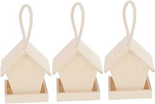 Yardwe 3pcs wooden bird feeder wood decor terrarium decor bird feeder hangers for outside hanging wooden house outdoor bird house mini bird house patio bird feeder garden bird feeder wild