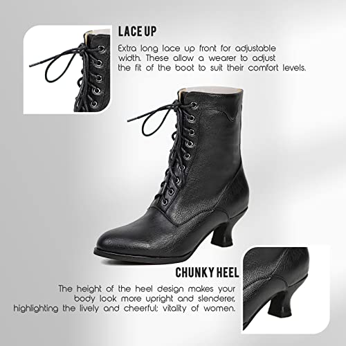 Sarairis Women's Ankle Boots Mid Calf Boots Gothic Chunky Heel Lace Up Mesh Vintage Round Toe Knight Boots Witch Boots For Women #TOP4