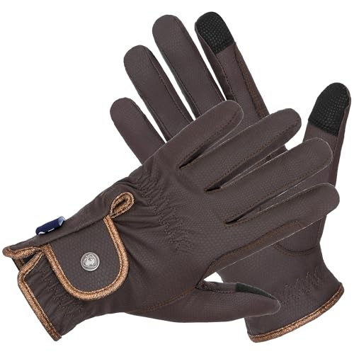 EQUESTRIAN QUEEN Gants d'équitation d'hiver pour femmes – Thermo doublés, imperméables, avec adhérence – Gants d'hiver chauds pour l'équitation (Marron, XXS)