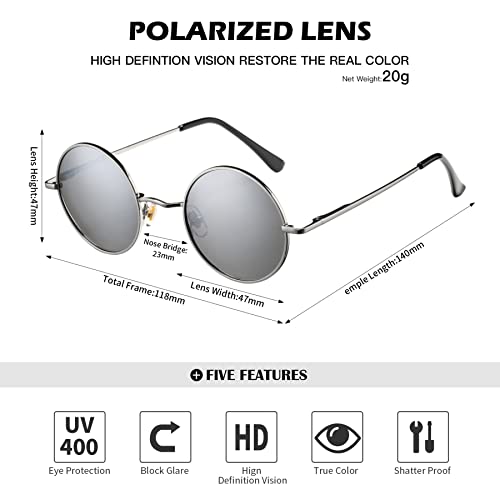 Image of Pro Acme Small Round Polarized Sunglasses for Women Men Retro Metal Shades