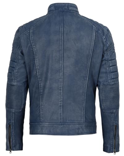 Image of Decrum Cafe Racer Leather Jacket for Men - Real Lambskin Motorcycle Style Mens Jacket with Zipper Closure