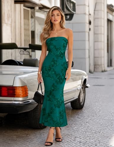 Image of MEROKEETY Women's Summer Floral Wedding Guest Cocktail Maxi Dress