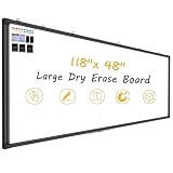 Offi-eqp 118'X48' Large Magnetic Whiteboard - Dry Erase Board, 10x4 Feet, Foldable Design, Non-Reflective Coated Surface Ultra-Wide Office White Board, Black Frame for Media Centers