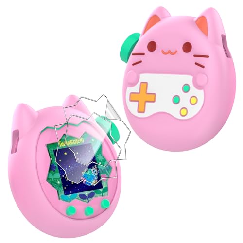 【1個+2枚セット】For Tamagotchi Paradise ケース+フィルム(2枚) たまごっちパラダイス ケース カバー シリコン 落下保護 耐衝撃 Lucktree 保護フィルム TPU素材 柔らかい 超薄型 耐衝撃 指紋防止 擦り傷防止 さら