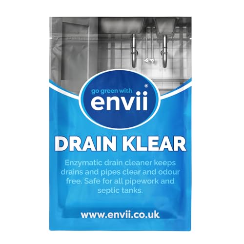 envii Drain Klear - Limpiador de desagües enzimático natural, desatascador fuerte de fregadero de cocina para tuberías, elimina el olor y limpia los desagües obstruidos, seguro para tanques sépticos,