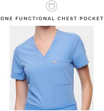 FIGS Catarina One-Pocket Scrub Top for Women | Ceil Blue, XL - 5