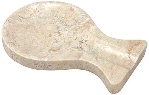 Creative Home Natural Champagne Marble Spoon Rest Ladle Utensil Holder Spatula Holder Kitchen Countertop Dining Table Organizer, 8.6
