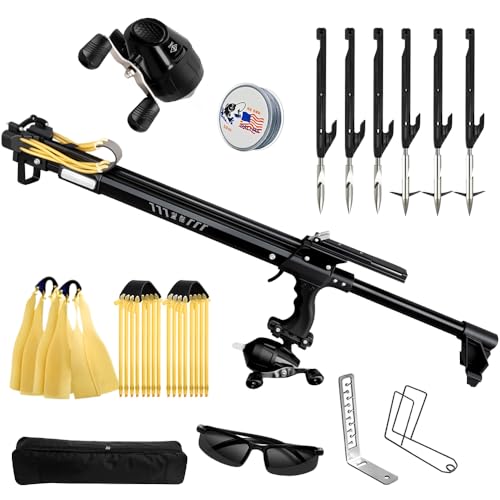BrownDate Professional Fishing Slingshot for Adults, High Power Fishing Slingshot with Fishing Reel and Safety Catch,Telescopic Rod Slingshots for Outdoor Adults Hunting & Shooting, with Comfort Grip
