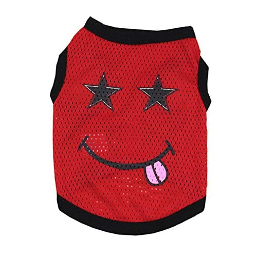 Alroman Dogs Mesh Shirts Red Hollow Out Vest Clothing for Dogs Cats S Dog Vacation Shirt Female Dog Clothing Puppy Summer Clothes Girl Polyester Shirt Dog Cat Pet Small Clothes Vest T-Shirt Apparel