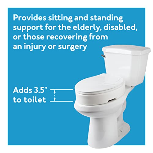 Carex Elongated Hinged Raised Toilet Seat, Adds 3.5 Inches Of Height To Toilet, 300 Pound Weight Capacity, Toilet Seat Riser, Elevated Toilet Seat And Handicap Toilet Seat #TOP4