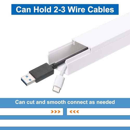 HARFINGTON 4 unidades cubierta para cables de pared 15 x 0,94 x 0,55 pulgadas (LxAxA) de PVC, cubierta autoadhesiva para cables, canalización para TV y gestión de cables (60 pulgadas de longitud total), color blanco miniatura 5