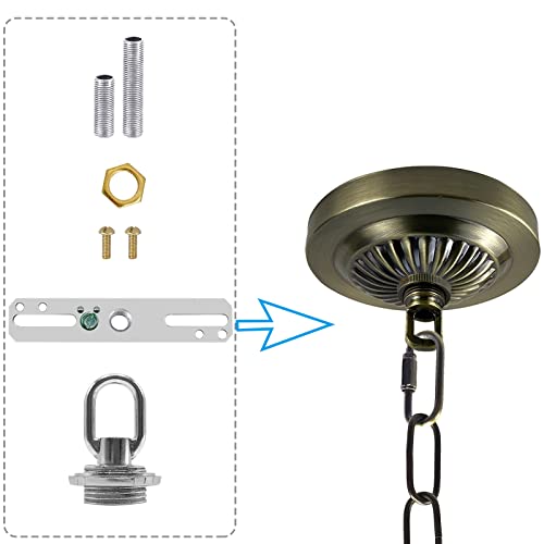Image of ECUDIS Light Fixture Cross Bar Kit, 1 /4 IP Center Lamp Screw Collar Canopy Hardware Set (Nickel, Pack of 1)