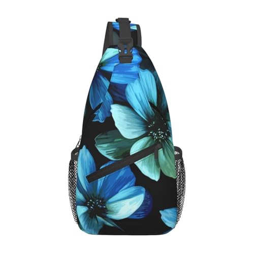 Sac à bandoulière bleu à motif floral pour homme avec sangle ajustable confort