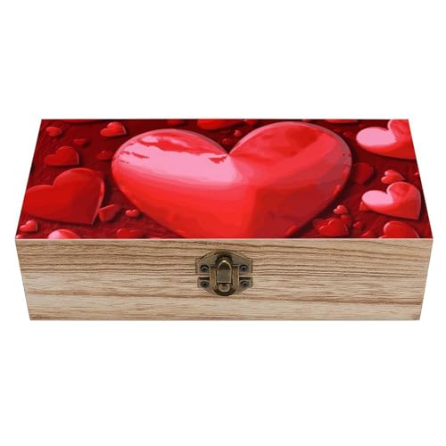 SMAZDFXX Scatola portaoggetti in legno di acacia con coperchio a cerniera, grande contenitore per gioielli, baule del tesoro vintage con memoria.