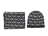 Michael Kors Women`s Metallic MK Diamond Logo Scarf And Hat 2 Piece Set (Grey(539230C-022)/S, One Si