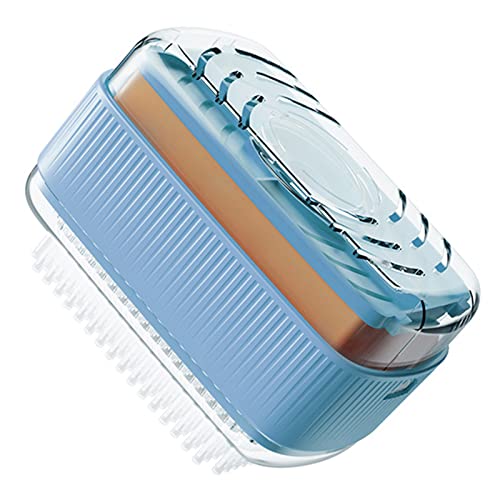 Qoyntuer Foaming Soap Box with Roller Bubble Case for Laundry,Soap Cleaning Storage Dispenser,Portable Bar Dispenser Brush,Keeps The Dry Blue