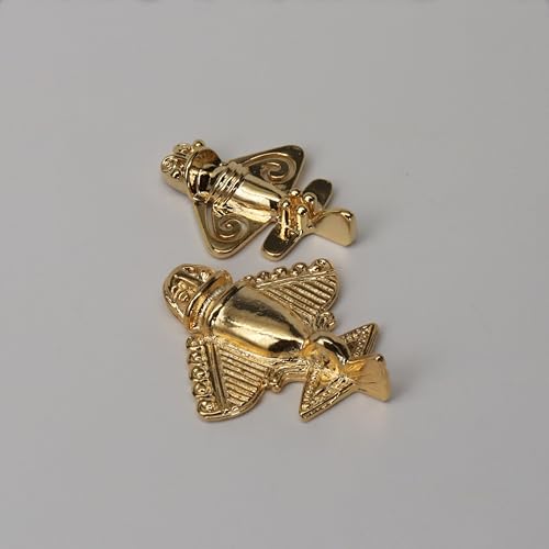 Image of Real Metal Two Quimbaya Flyer Pins Real 24K GP Pre-Colombian Ancient Alien Artifact Lapel, Hat, Jacket or Backpack Pin