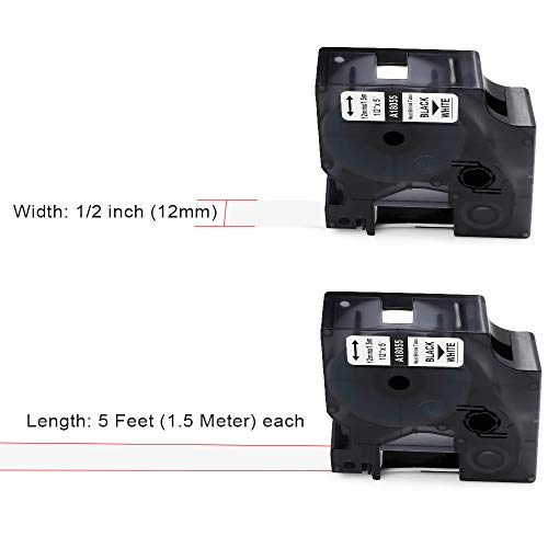 Anycolor Compatible Label Tape Replacement For Dymo 18051 18053 18055 Rhino Industrial Heat Shrink Tubes (1/4, 3/8, 1/2 Inch) Black On White, Compatible Rhino Pro 4200 5200 6000 Laber Makers, 3-Pack #TOP2