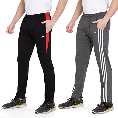 Image of Zeffit Solid Cotton Track Pants /Lower Sport Wear for Men & Boys | Stylish Regular Fit Track Pants for Gym /Running /Workout /Jogging /Sports (Pack of 2)