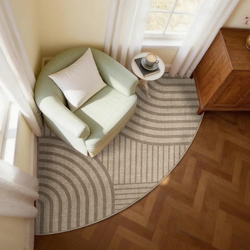 Carvapet Washable Radius 47" Corner Kitchen Rug Reading Corner Rug, Brown by Carvapet - Used condition - Image 2