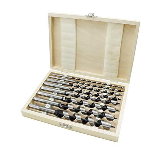 Jeu de mèches à bois hélicoïdales en acier carbone 8 pièces avec coffret en bois pour perçage