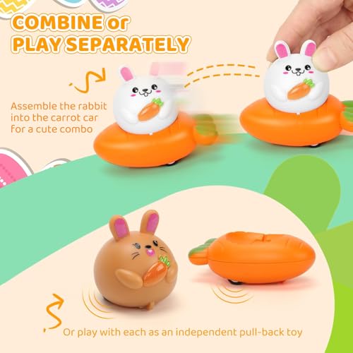 Pipihome 8 Stück Ostern Geschenke Aufziehbare Osterhasen in Karotten Autos, Ostergeschenke Kinder, Aufziehbare Hasen Karotten Osterhasen Figuren Osterdeko Mitgebsel Kindergeburtstag