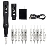 Guapa Black Permanent Makeup Machine Rotary Brow Tattoo Machine with 2pcs Batteries 5 Speed LED Disp