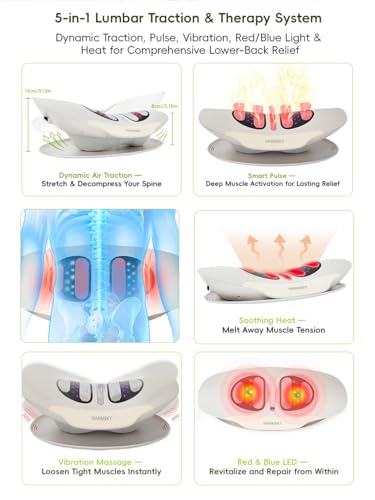 WARMSKY Smart Lower Back Massager with Soothing Warm Therapy & Air Traction – Spinal Decompression Device for Sciatica Relief, Lumbar Pressure & Stiffness – Ideal Gift for Parents & Loved Ones