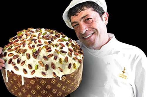 Fiasconaro - Panettone Oro Verde mit Pistaziencreme zum Bestreichen, überzogen mit weißer Schokolade und Pistazien - 1 KG - Gusto Italiano Selection - 2