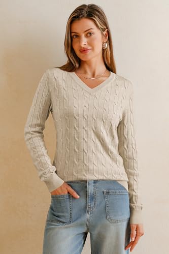 Image of Arach&Cloz Women's Wool Blend Fall Sweaters Business Casual Outfits 2026 | Soft&Breathable Pullover, Long Sleeve, V-Neck, Relaxed Fit Workwear, Business Casual, Teacher Outfits