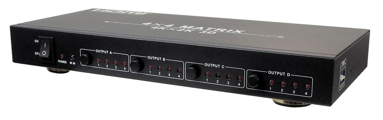 Maddison Matrice HDMI 4 x 4 con telecomando (4 ingressi/4 uscite) Supporta risoluzioni display fino a 4K x 2K @ 30Hz, 1080P @ 120 Hz e 1080P 3D @ 60Hz