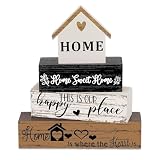 4 PCS Wooden Ornaments for House, Decorative Home Accessories Set of 4 Solid Wood Pieces, Living Room Ornaments with Natural Grain for Living Room & Bedroom, Home Decor Gifts for Family & Friends
