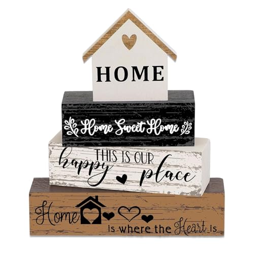 4 PCS Wooden Ornaments for House Decorative Home Accessories Set of 4 Solid Wood Pieces Living Room Ornaments with Natural Grain for Living Room & Bedroom Home Decor Gifts for Family & Friends