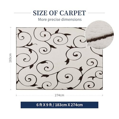 Chakme Tapete Beige 6x9 Pile Medio Antideslizante Lavable miniatura 2