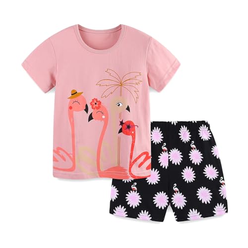 Image of Toddler Girls Summer Clothes Cotton Short Sleeve T Shirt and Short Set Girls Outfit 2 Piece
