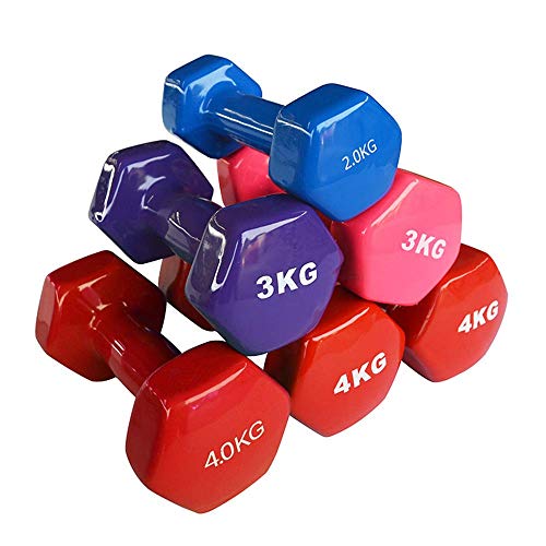 AUCO Mini Hanteln Damen Set, Hex Gummi Hand Hantel Gewicht Set Umweltfreundliche PVC beschichtete Handgewichte Allzweck farbcodierte Hantel für Krafttraining 1 Paar