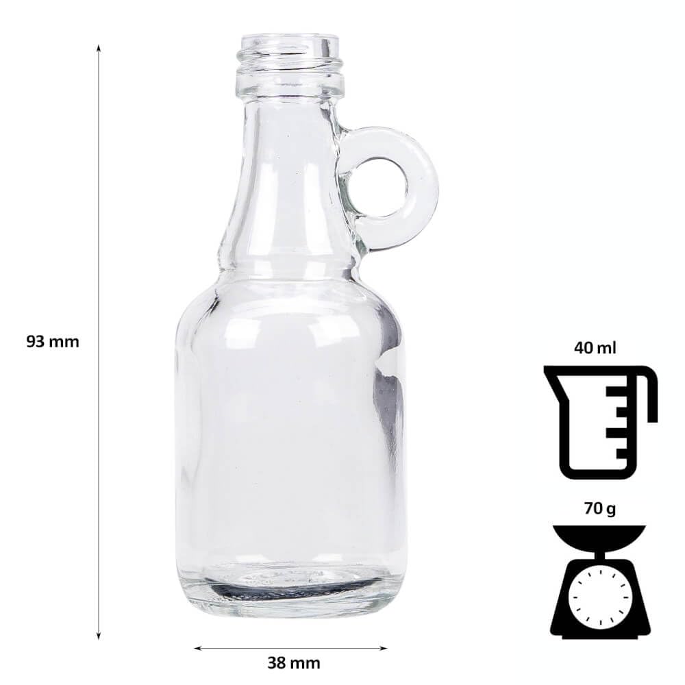Galonik - Mini botella de cristal (40 ml, para aceite, vinagre y licores (100 unidades)