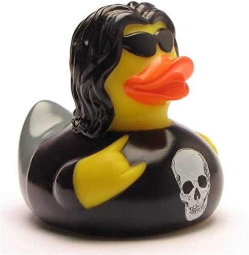 Duckshop I Badeente Heavy Metal I Quietscheente L: 8,5 cm I Quietscheentchen I Geschenk Musik-Liebhaber I Präsent Rocker I Für Sammler