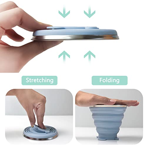 Gawsrva Silicone Collapsible Travel Cup , Comes With 304 Folding Straw , Portable Mug Set , Silicone Folding Camping Cup With Lids , Cartoon Bear Style [8.45Oz] (Green) (G400) #TOP2