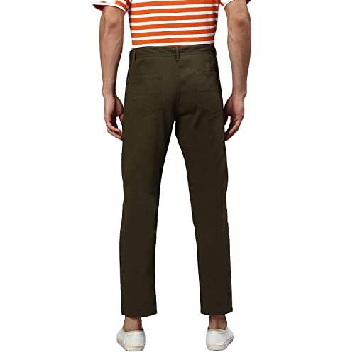 Image of Hubberholme Men's Tapered Fit Cotton Trousers, Ankle Length Button Closure Chinos