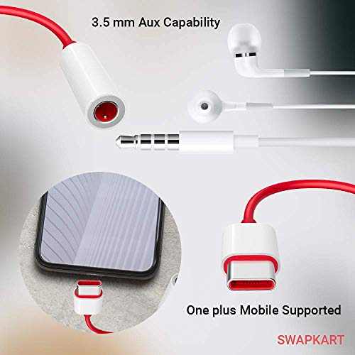 Image of ONE PLUS Type C to 3.5mm Splitter Audio Jack Converter Adapter Headphones Jack Compatible with only One Plus Devices 6 6T 7 7T 8 8T and Pro Devices(Earphone's Volume Up Down Keys,Mic Supportable