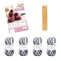 Gründl Wolle Filzwolle color - Dicke Wolle zum Filzen in der Waschmaschine für 1 Paar Hausschuhe mit Anleitung und Nadel - Weich und hautfreundlich - 100 % Schurwolle - 4 Knäuel 50 g/50 m - Schwarz