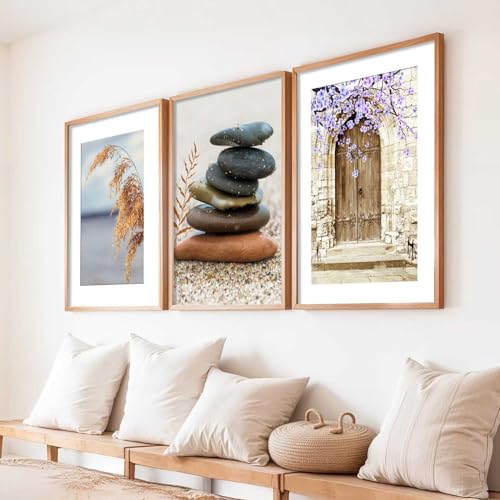 Image of HOTHOUSE Abstract Art Home Decoration Abstract Paintings With Frame For Living Room Bed Room Hotel Wall Decor Digital Reprint Set of 3 (10X13 inch)