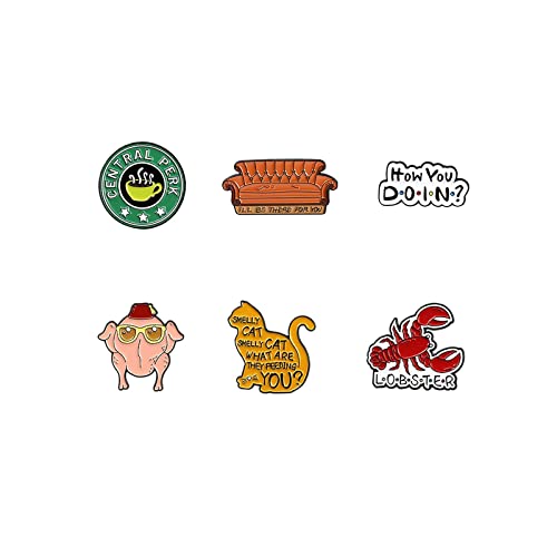 6Pcs Enamel Pins Set,Enamel Pins for Backpacks,Pins Enamel Brooches Lapel Pins Badge,Cute Pins for Jackets Sweater Hats Bags,Enamel Pin TV Show Brooch Pins DIY Decoration
